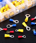 360 Piece Quick Disconnect Crimp Terminal Assortment Kit With Insulated Ring Terminals in red, blue, yellow for automotive projects