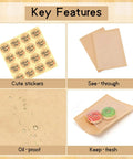 Key features of 120 Pack Self Sealing Cookie Bags With Window 5.1x7.5 Inch Heat Sealable And Grease Resistant Grab And Go Sleeves