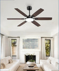52 Inch Indoor Outdoor Ceiling Fan With Lights, Modern Reversible Blades, Quiet DC Motor in a living room setting