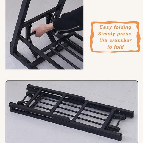 Foldable Table Leg Brackets Rectangular Heavy Duty Double Layer Metal Desk Legs With 150Kg Load Capacity folded view