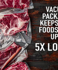 Chamber Vacuum Sealer CM255 For Home And Commercial Kitchens, Industrial Grade Packing Machine with fresh vacuum-packed meat.