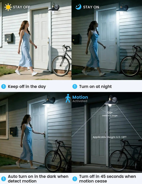 3 Pack Motion Sensor LED Bulbs A19 E26 13W 100W Equivalent Dusk To Dawn Light 5000K Daylight Infrared PIR Sensor on porch light