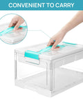 Big 24 Qt Clear Plastic Craft Organizer With Removable Trays And Dividers For Art Supplies Coloring Books Beads Markers Crayons Glue Sticks Scissors And Other DIY Crafts Ultra Convenient Storage Box