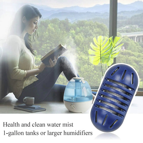 Demineralization Cartridge Filters For Ultrasonic Humidifiers, 10 Pack Decalcification Cartridges in a room with a woman reading