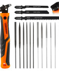 12-Piece Metal Needle File Set With 3 Quick Change Blades And 4 Filing Shapes, diamond coated for metal and ceramic in case