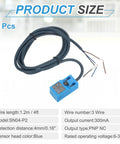 Three-Pack SN04-P2 Inductive Proximity Sensor, DC 6-36V, 300mA, PNP NC, 4mm Sensing Range, 3-Wire, blue metal detecting sensor