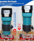 Side view of 2-In-1 Aluminum Slotting Locator For Woodworking, showing adjustable depth slotting guide on router base