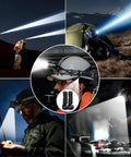 Two Pack Rechargeable Headlamp With Beast Bright LED Beam Motion Sensor Zoom Five Modes 800 Meters Reach 90 Degree Adjustable Headlamp