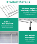 Stainless Steel Sink Racks For Kohler Whitehaven K-6486 K-6487 Two Piece Left And Right Basin Protectors with details of rounded edges, non-slip feet, and grid design.