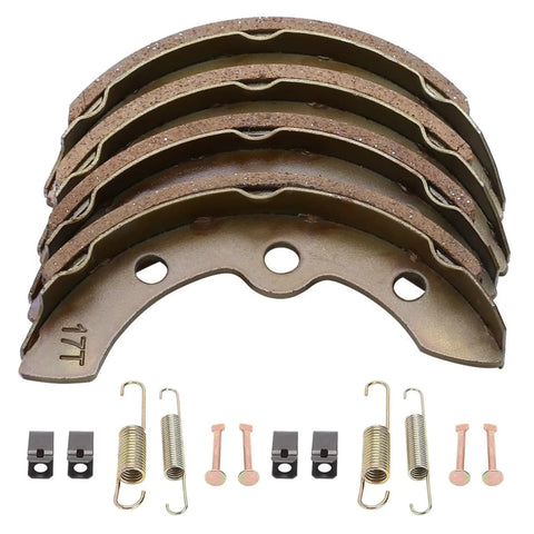 Heavy Duty Golf Cart Brake Shoes Kit For Club Car DS And Precedent Featuring Top Shelf Grip For Easy Install, includes four brake shoes and installation hardware.
