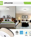 Bedroom and living room with 15 Inch Round LED Flush Mount Light Fixture With Dimmable 23W 1400 Lumens 3000K 4000K 5000K 3CCT ceiling lights.