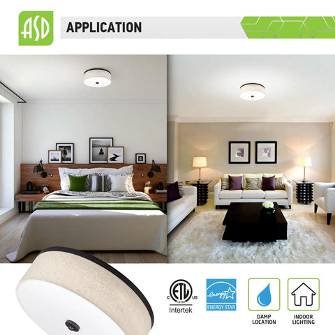Bedroom and living room with 15 Inch Round LED Flush Mount Light Fixture With Dimmable 23W 1400 Lumens 3000K 4000K 5000K 3CCT ceiling lights.