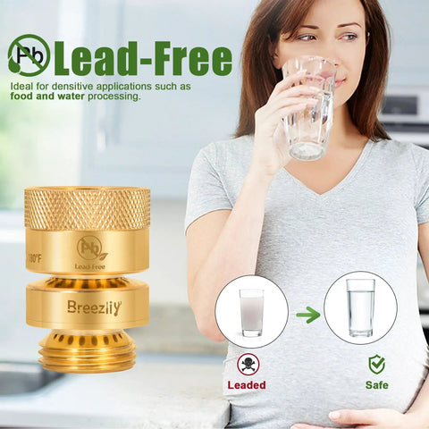 Replacement Self-Draining Vacuum Breaker for Hose Bib Backflow Prevention, 1-1/16 Inch Female to 3/4 Inch GHT Male, lead-free brass