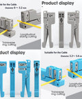 Coaxial Cable Stripping Cutter Tool With Four Beefy Blades And Jacket Stripper For Coaxial And Fiber Optic Cables, Cable Cutter And Crimper 45-162 And 45-163, Pro Grade DIY Tech Gear, displayed with cables in cutting positions