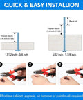 Diagram and instructions for easy installation of Brushed Brass Cabinet Handles With 3-3/4 Inch Hole Spacing, Stainless Steel Drawer Pulls