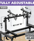 Rolling 3 Tier Keyboard Stand With Wheels For Home Studio showing adjustable arms and 60 lb capacity per tier.