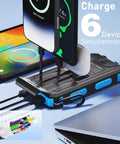 Outdoor Solar Power Bank 20,000mAh Portable Charger With USB C And 3 USB Ports 4 Included Cables charging multiple devices