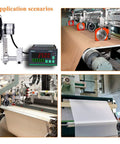 Heavy Duty Digital Length Meter Counter With Smooth Rolling 20 Mm Polyurethane Measure Wheel in textile machine application setup.