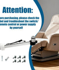Replacement Heavy Duty Electric Recliner Lift Chair Linear Actuator Model R8123 shown with recliner chair and installation notice.
