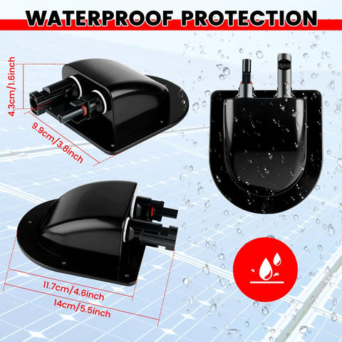 Solar Cable Entry Gland With 10Ft 10AWG Solar Extension Cable Connector Weatherproof Roof Double Cable Entry Housing Junction Box