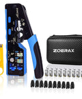 All In One Ethernet Crimping Tool Kit With Wire Stripper, 10 Cat7 RJ45 Pass-Through Connectors And 10 Boots, Durable Storage Case