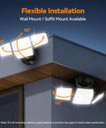 85W LED Flood Lamp Sheds 10000 Lumens Of Real Juice With Four Pivot Heads And Dusk To Dawn Switch for flexible wall or soffit mount installation.