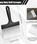 Heavy Duty Grill And Griddle Scraper With Wide Blade And Comfortable Handle For Blackstone Flat Top Grills, Stainless Steel Outdoor Barbecue Cleaner That Quickly Removes Grease And BurntOn Stains For Easy Cleanup