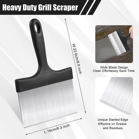 Heavy Duty Grill And Griddle Scraper With Wide Blade And Comfortable Handle For Blackstone Flat Top Grills, Stainless Steel Outdoor Barbecue Cleaner That Quickly Removes Grease And BurntOn Stains For Easy Cleanup