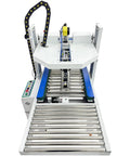 High Capacity Full Automatic Double Flap Case Sealer Machine For Carton Packing with adjustable rollers and control panel.