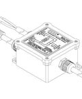 Diagram of 15 Amp 120V Automatic Transfer Switch ATS Inline Relay For Home Backup Power with NEMA 5-15P and wires shown.