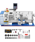 1.5 Inch Spindle Bore Metal Lathe With DRO, 8x16 Inch Benchtop Lathe, 1.5 HP Brushless Motor, Variable Speed 0-2500 RPM, accessories included.