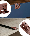 Twenty Pack Of Sturdy Plastic Drawer Slide Tracks And Center Mount Glides Replacement Kit with brown glides mounted on drawer.