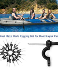 Pro Grade Kayak Pad Eye Rigging Kit With 10 Nylon Pad Eyes 20 Stainless Rivets And 20 Rubber Washers For Deck Tie Downs displayed with inflatable boat