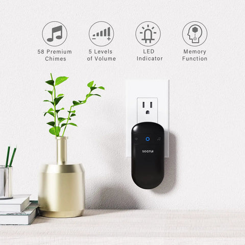 Wireless Doorbell Long Range Over 1000ft With 2 Plug In Receivers Includes Waterproof Button, 52 Chimes, 110dB Loud Tone And Colorful LED Flash, Super Easy Install No Wiring Needed, Great For Home Or Office on wall outlet
