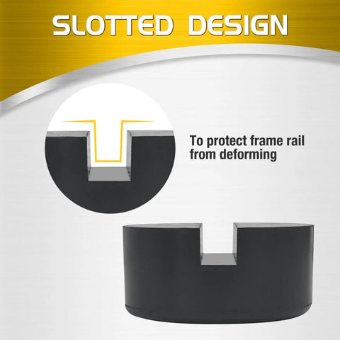 Universal Rubber Jack Pads With Slotted Design Pinch Weld Protector for Jack Stands and Floor Jacks, close-up view.