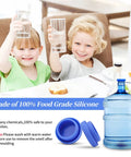 Children using Leak Proof Silicone Replacement Caps Pack Of 6 For 5 Gallon Water Jugs No Spill Lids Fit 55mm Bottles