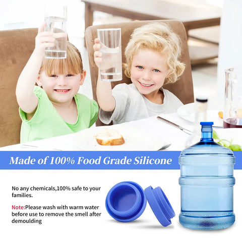Children using Leak Proof Silicone Replacement Caps Pack Of 6 For 5 Gallon Water Jugs No Spill Lids Fit 55mm Bottles