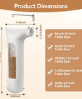 Dimensions of Heavy Duty Table Saw Dust Collector Bag With Clear View Window For 10 Inch Table Saws And 2 Point Five Inch Fittings.