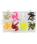 Mini Jig Kit For Trout And All Freshwater Fish 85 Piece Set With 70 Grub Bodies And 15 Size 14 Hooks in tackle box