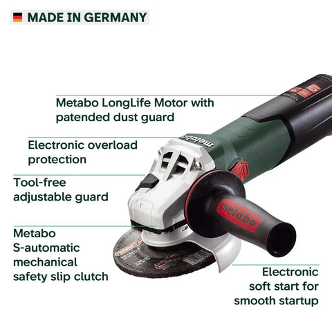 High Torque Angle Grinder With Electronic Variable Speed, 13.5 Amp, 2800 To 9600 RPM, Lock On Convenience, 4.5 And 5 Inch Wheel