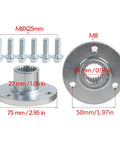 Front 3 Stud 48mm Wheel Hubs And Rear 50mm 23T Spline Wheel Hubs Kit for Go Karts, showing components and measurements.