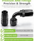 Must-Have 8AN CPE Fuel Line Kit With 20FT Nylon Braided Hose And 0 Degree Plus 90 Degree Swivel Fittings For High Performance Street Cars And Race Rigs AN8 aluminum 90-degree fitting