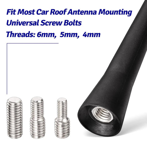 Short Rubber Car Roof Antenna Mast, 2.5 Inch Universal FM AM Stereo Antenna For Roof Mounted Radios, screws included