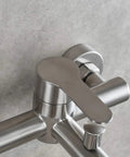 Stainless Steel Wall Mounted Tub Faucet With Brushed Nickel Finish Single Lever Shower Tap Ceramic Cartridge Built In Aerator