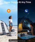 Portable Power Station 288Wh LiFePO4 Battery With 350W Continuous Output And 600W Peak used for day and night camping