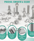 Beefy Heavy Duty Hex Bolts And Nuts Kit With Washers, 304 Stainless Steel, 246-Piece Assortment displayed with product features.