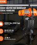 VEVOR electric chain hoist, orange, 2200 lb capacity, overhead crane with remote control