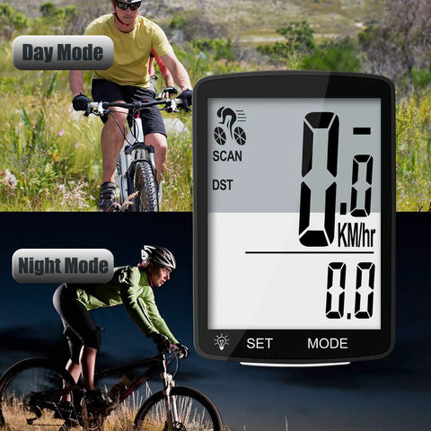 Wireless Bike Computer With 20 Functions All Weather Waterproof Speedometer And Odometer 3 Inch Big LCD Screen in Day and Night Mode