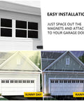 32 Pack Two Car Garage Magnetic Panels Kit With Faux Window Sheets on garage doors in sunny and rainy conditions
