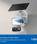 2K Outdoor Pan Tilt Floodlight Security Camera Battery Powered With Solar, 360 Degree AI Motion Tracking, wall mounted